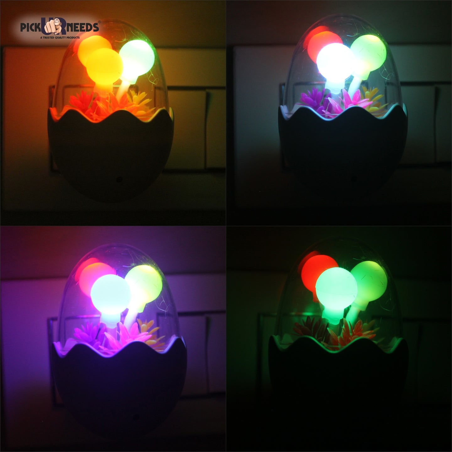 Pick Ur Needs Sensor LED Auto On/Off Colour Changing Night Light Oval Shape Lamp Plug-in